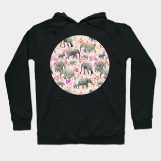 Sweet Elephants in Pink, Orange and Cream Hoodie